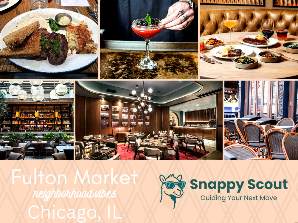 Fulton Market neighborhood photo collage