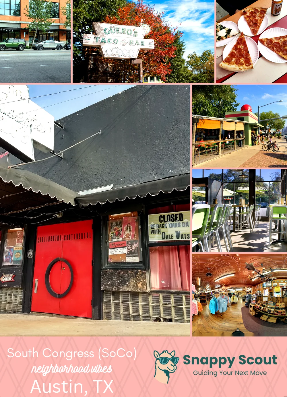 South Congress (SoCo) neighborhood photo collage